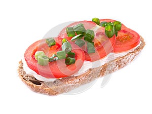 Tomato bread against a white background photo