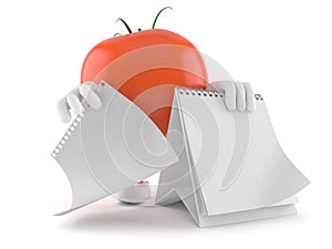 Tomato character with blank calendar