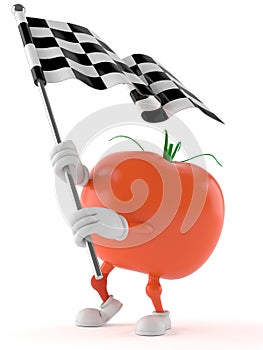 Tomato character with racing flag