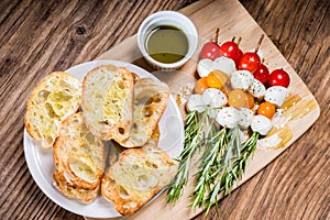 Tomato cheese and bread appetizers