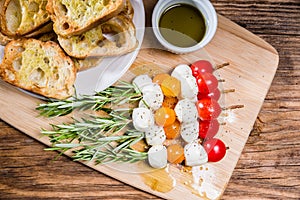 Tomato cheese and bread appetizers