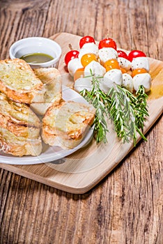 Tomato cheese and bread appetizers