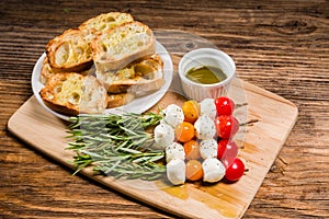 Tomato cheese and bread appetizers