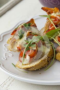 Tomato and cheese bruschetta