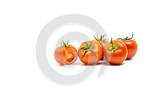 Tomato closeup on white background