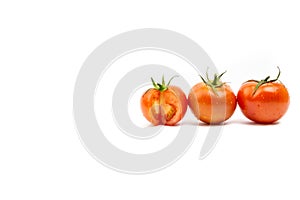 Tomato closeup on white background