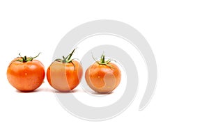 Tomato closeup on white background