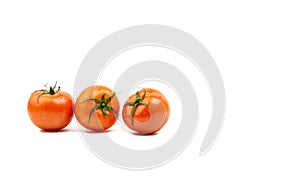 Tomato closeup on white background