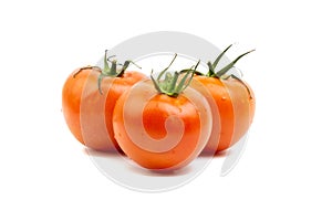 Tomato closeup on white background