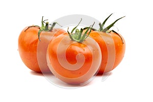 Tomato closeup on white background