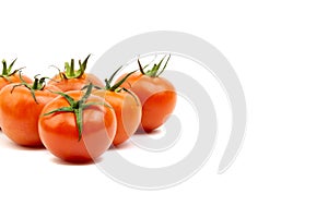 Tomato closeup on white background