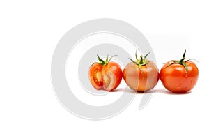 Tomato closeup on white background