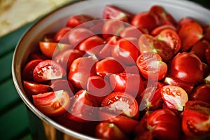 Tomato cooking in the garden