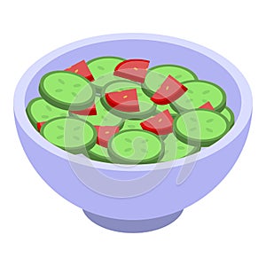 Tomato cucumber salad icon, isometric style