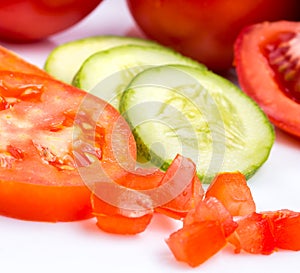 Tomato Cucumber Salad Means Ripe Fresh And Food