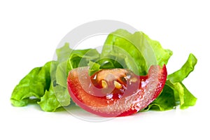 Tomato and Curly Lettuce Isolated