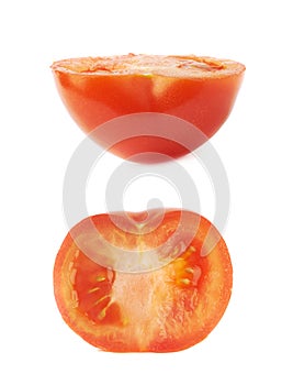 Tomato cut in half isolated