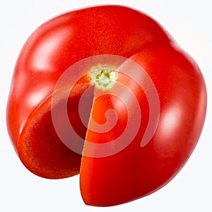 Tomato with cut isolated on white. With clipping path