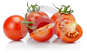 Tomato in cut with leaf for packaging