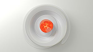 Tomato, cut in a plate. 3D Rendering