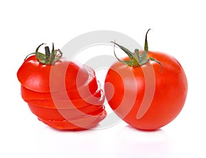 Tomato cut on white background