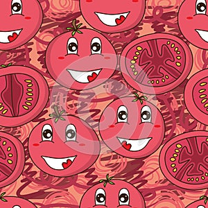 Tomato cute seamless pattern