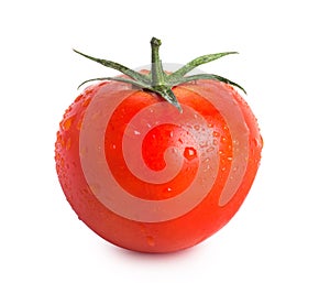 Tomato with drops isolated on the white background