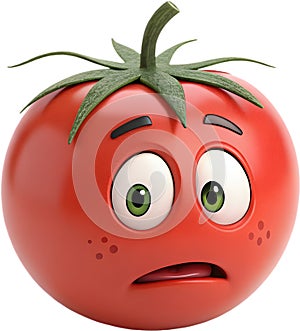 Tomato emoji icon with exaggerated emotional expression clipart photo