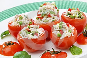 Tomato filled with tuna photo