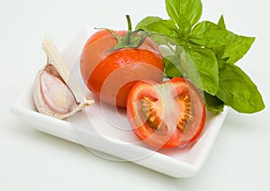 Tomato, garlic and basil