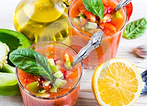 Tomato gazpacho soup with pepper