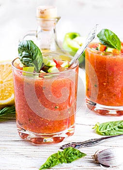 Tomato gazpacho soup with pepper