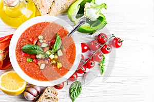 Tomato gazpacho soup with pepper