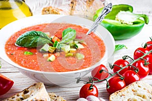 Tomato gazpacho soup with pepper
