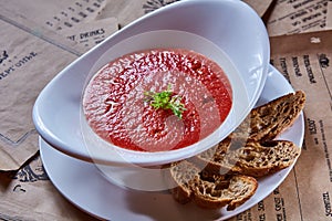 Tomato gazpacho soup with tomatos