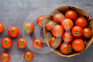 Tomato on the gray background.