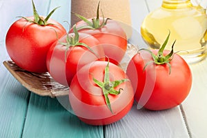 Tomato group on wood