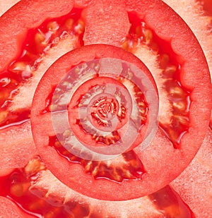 Tomato infinity spiral abstract background.