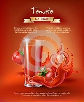 Tomato juice ad, vector