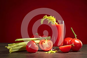 Tomato juice with celery sticks