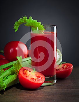 Tomato juice with celery sticks