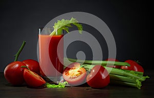 Tomato juice with celery sticks