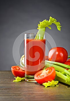 Tomato juice with celery sticks