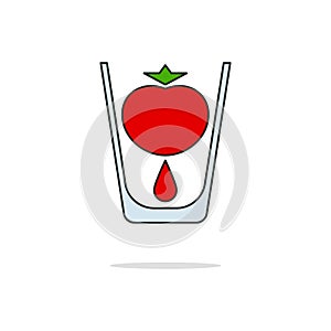 Tomato juice color thin line icon.Vector illustration