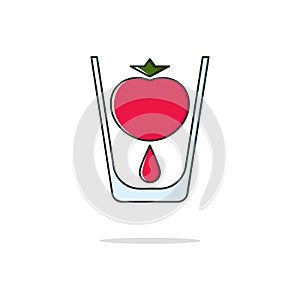 Tomato juice color thin line icon.Vector illustration