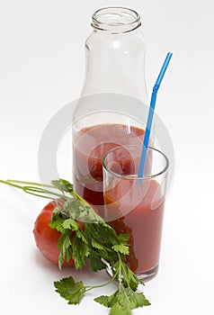 Tomato juice in a glass.