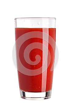 Tomato juice in a glass isolated on white background