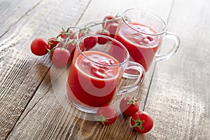 Tomato juice in glasses