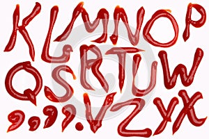 Tomato ketchup alphabet