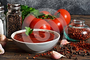 Tomato ketchup sauce with spices